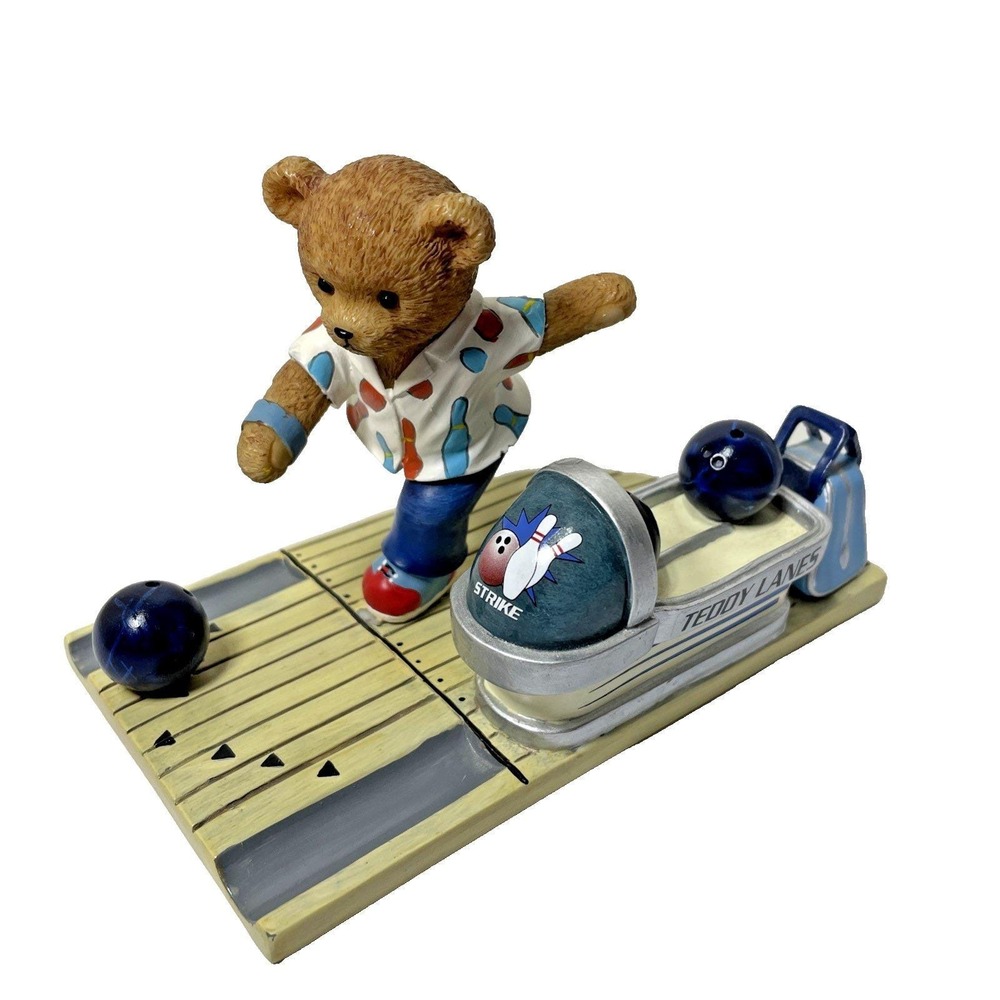 VTG Faithful‎ Fuzzies Teddy Lane Bowling Bear Figurine All In The Delivery 2003